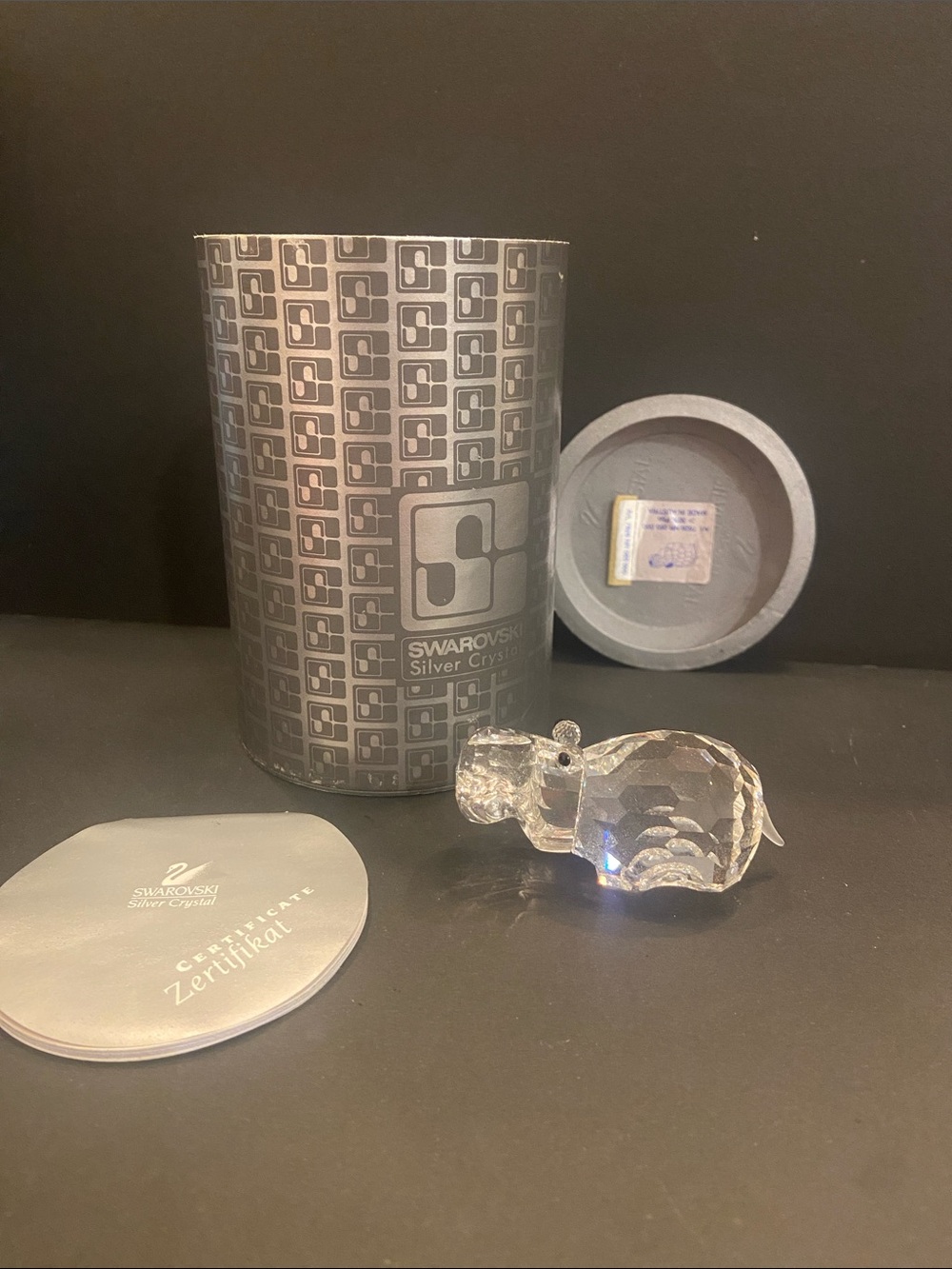 Swarovski Clear Crystal Hippo Figurine with Branded Box